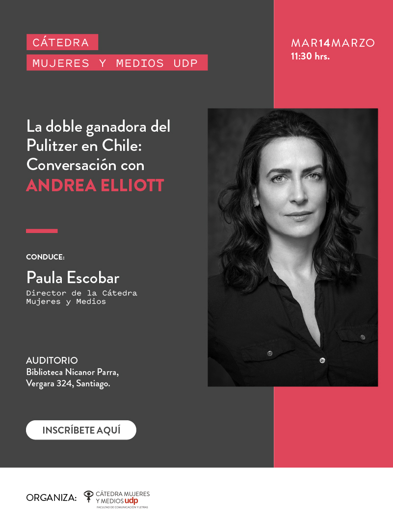 La doble ganadora del Pulitzer, Andrea Elliott, vendrá a Chile invitada por la Cátedra Mujeres y Medios UDP